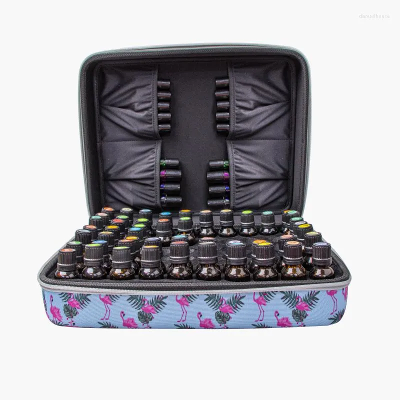 Kosmetiska påsar har 70 flaskor som reser hårt Eva Essential Oil Box Pouch Portable Bärande fodral Nagellack Sväska förvaringsväska