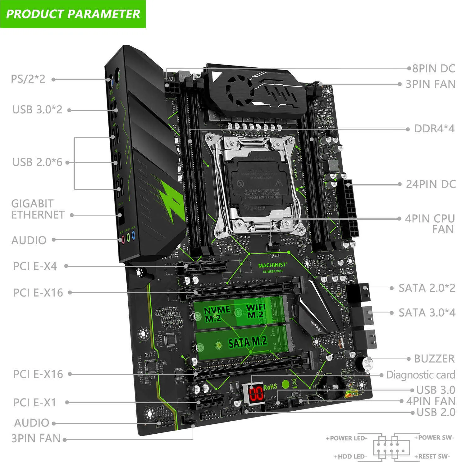 MACHINIST E5 MR9A PRO Motherboard Set Kit With Xeon From