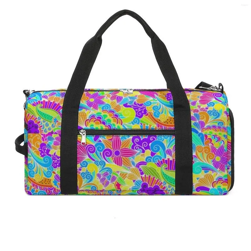 Bolsas ao ar livre Bolsa de ginástica de ginástica de ginástica de ginástica de ginástica de viagem floral colorida para feminino para fêmeas para fêmeas