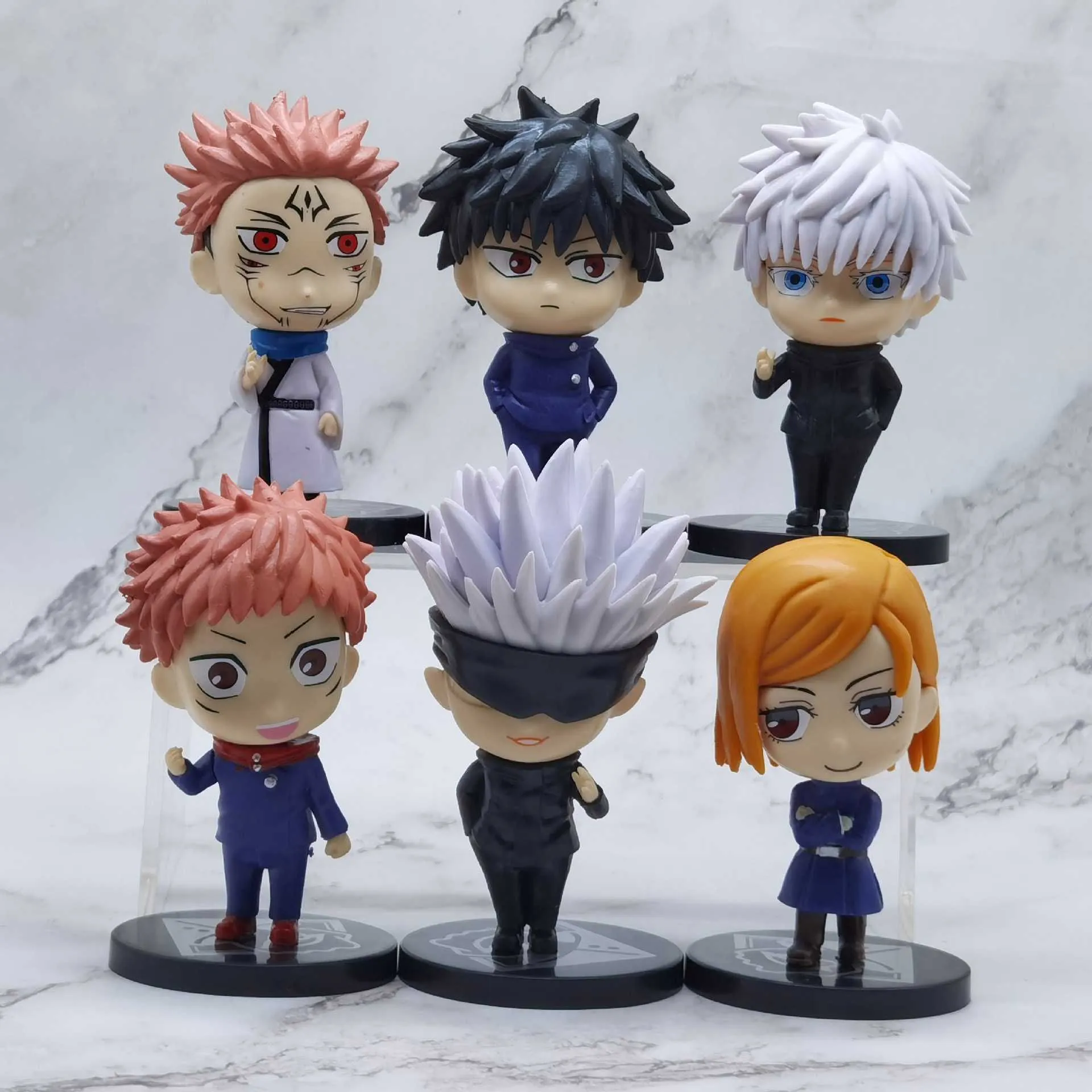 Figurines d'action Figure d'anime 6 pièces/ensemble 10 cm Jujutsu Kaisen Gojo Satoru Kugisaki figurine d'action modèle Antistress décor à la maison enfants Fidget jouets T230105