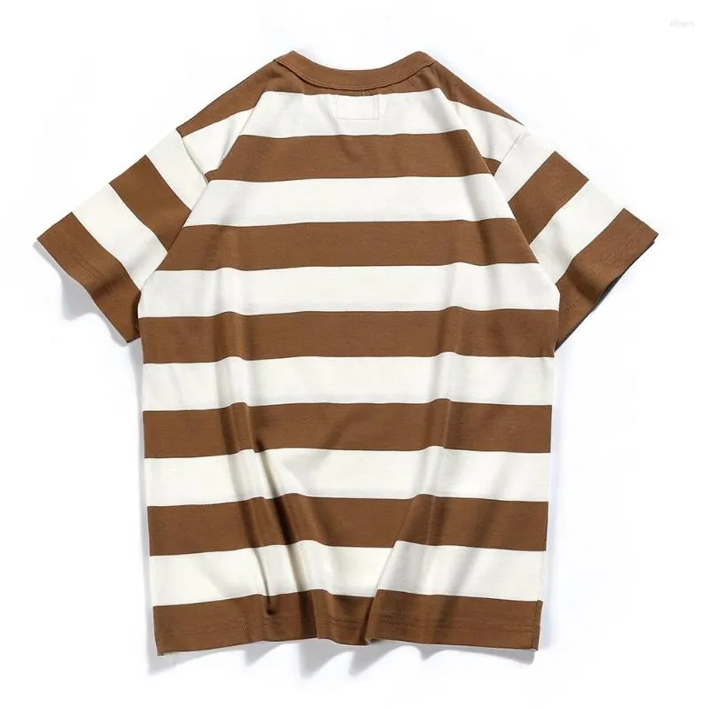 Men's T Shirts Striped Short Sleeve T-shir Mens Summer Wide Crew Neck Half-Sleeve Color Block Casual Loose Cotton Tee Men