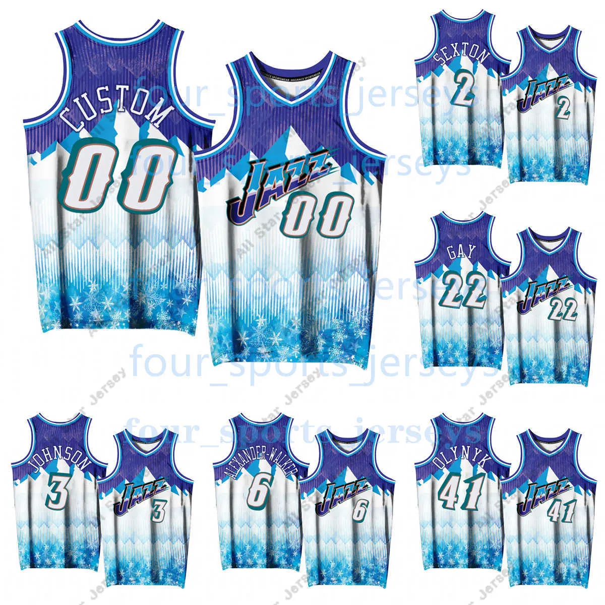 Jerseys de basquete personalizado impressão 3D Basquete Purple Salt Lake City Exclusive Edition Mike Lauri Markkanen Walker Kessler Ochai Agbaji Rudy Gay Nickeil