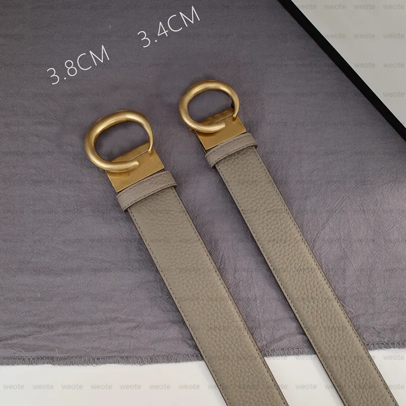 Luxury Designer Belts For Women Fashion Girdle Mens Belt BiG Gold Smooth Buckle Womens Waistband Width 38mm 34mm Cintura Top