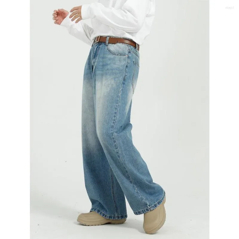 Jeans da uomo Jeans da uomo Blu Retro Autunno / Inverno Uomo / Donna Pantaloni larghi dritti lunghi anni '90 Vintage Pantaloni casual tutti abbinati Pantaloni denim coreani Z230728