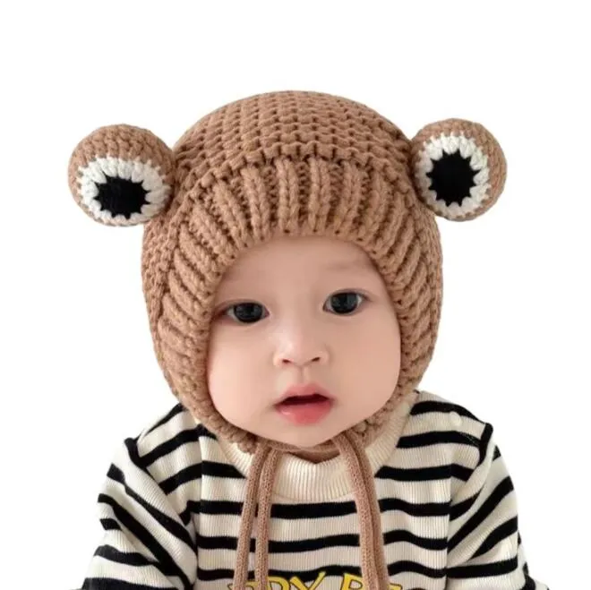 Spädbarn baby unisex beanies söta stickade varma hattar barn barn höst vinter varm mössa mode virkning mössor