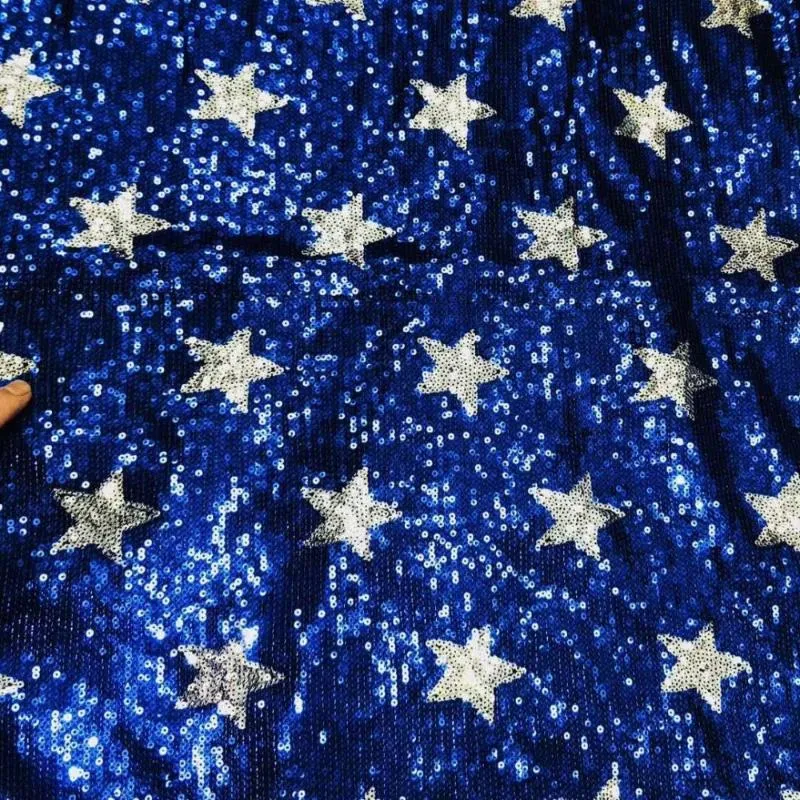 ملابس الملابس Lasui 3 ياردة/1 لوت زرقاء مزيج فضية النجمة النجمة الدانتيل عالي الجودة التطريز الفرنسي حفلة أفريقية W0105