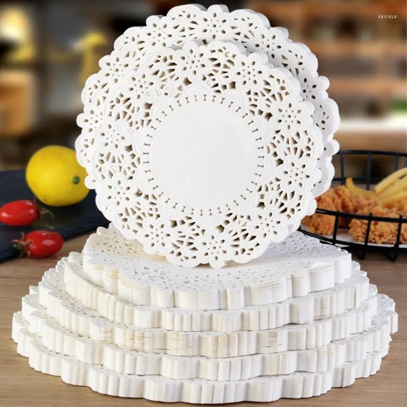 Table Mats 100pcs White Round Paper Doilies Doily Lace Placemats For Tables Wedding Christmas Birthday Party Cake Placemat Decoration