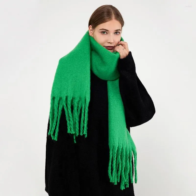 Scarves Cashmere Women Plaid Scarf Winter Pashmina Shawls Thick Wraps Lady Tassel Warm Rainbow Hairy Bufanda Stole