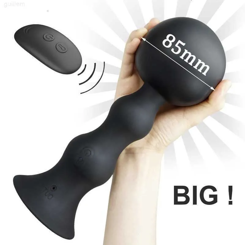 Brinquedo sexual massageador de controle remoto sem fio inflável masculino próstata enorme bola expansão butt plug vibrador brinquedos anais para homens