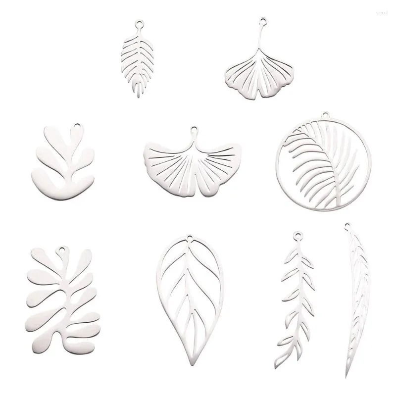 Pendentif Colliers Kissitty 18 Pcs Forme De Feuille Pendentifs En Acier Inoxydable Découpé Au Laser Charmes Pour Bracelet À La Main Collier Boucle D'oreille Fabrication De Bijoux