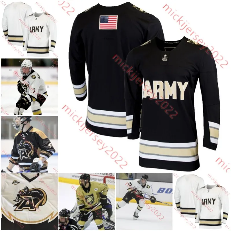 Army Black Knights Hockey Jersey Andrew Garby Patrick Smyth Joey Dosan Trevor Smith Jude Brower Eric Huss Evan Szary Justin Evenson Mens Custom Stitched Army Jerseys