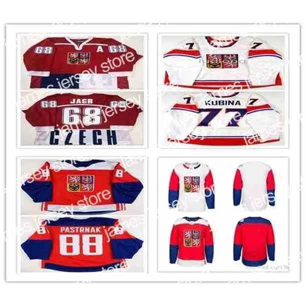 College Hockey Wears Thr Personalizza squadra Repubblica ceca # 68 Jaromir Jagr David Pastrnak Pavel Kubina DOMINIK HASEK Maglia da hockey