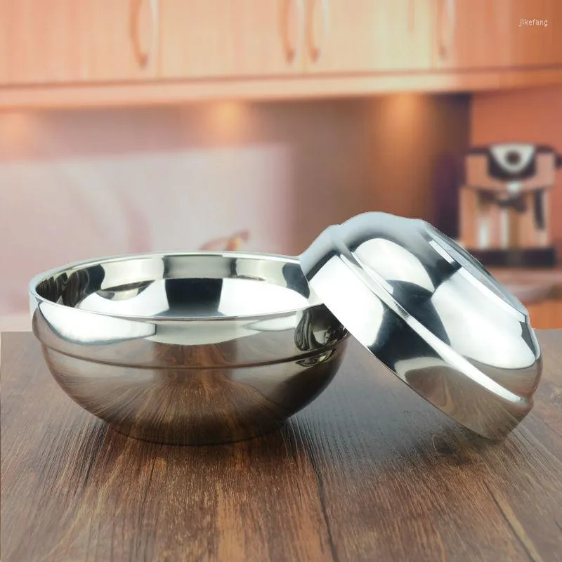 Bowls Wholesale /Retail 12cm/300ml 5Pcs/Lot Stainless Steel Double Wall Anti- Korean Bowl Picnic Tableware