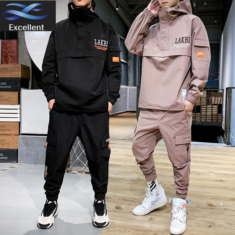 Men's Tracksuits Hooded 2023 Workwear Jacket Pants 2PC Sets Baseball Loose Pullover Coat & Long Mens Clothing