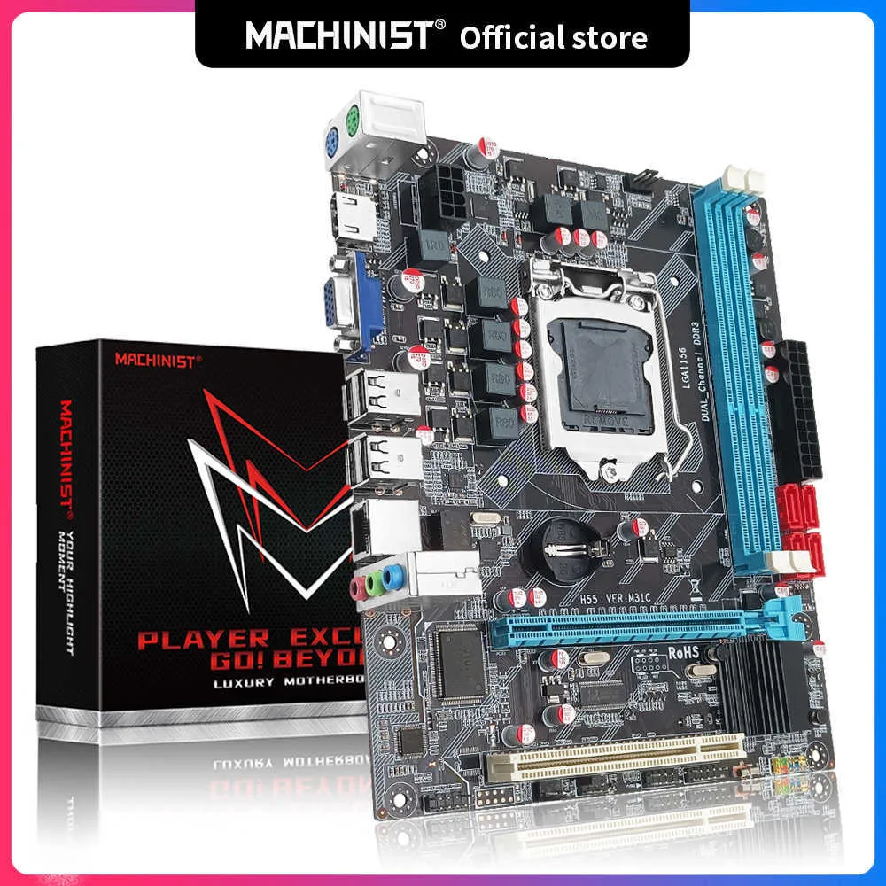 Scheda madre Machinist H55 LGA 1156 Supporta RAM DDR3 e processore I3/I5/I7 con scheda madre PCI-Express USB2.0 VGA HM55 P3