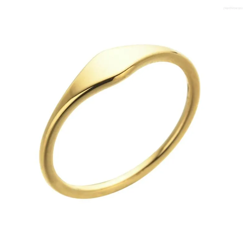 Klusterringar zmzy enkel geometri kvinnor flickor rostfritt stål finger guld färg ring oregelbunden högkvalitativ bröllop band fest gåva
