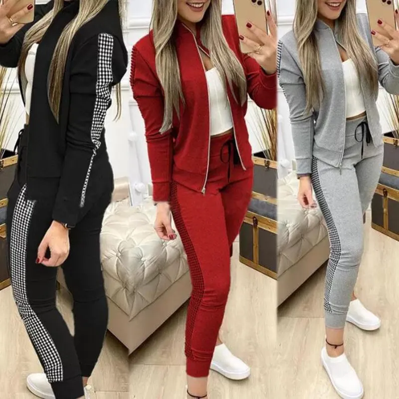 Vêtements pour femmes 2 Survêtements pour femmes Deux pièces Tenues de survêtement pour femmes Plus Size Jogging Sport Suit Soft Long Sleeve Sursuit Sportswear A688 #