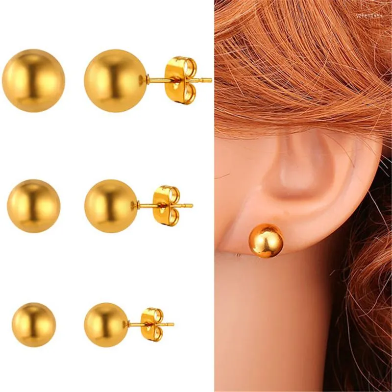 Stud Earrings Collare Round Cute Stub For Women Yellow Gold/Black Gun Color Stainless Steel Fashion Jewelry Wholesale E153