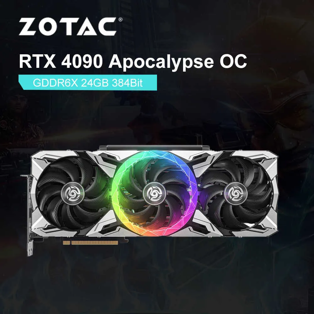 ZOTAC 2022 NEW RTX 4090 RTX4090 Grafikkort GDDR6X NVIDIA GPU 4NM 24GB 384BIT 12PIN VIDEO CARD GAMING 2235MHz Placa de Video