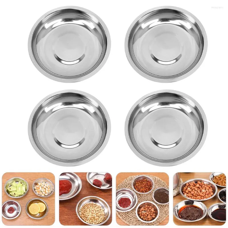 Bowls Sauce Dish Dipping Bowl Dishes Steel Plate Stainless Soy Seasoning Round Sushi Metalplates Mini Condiment Tray Appetizer
