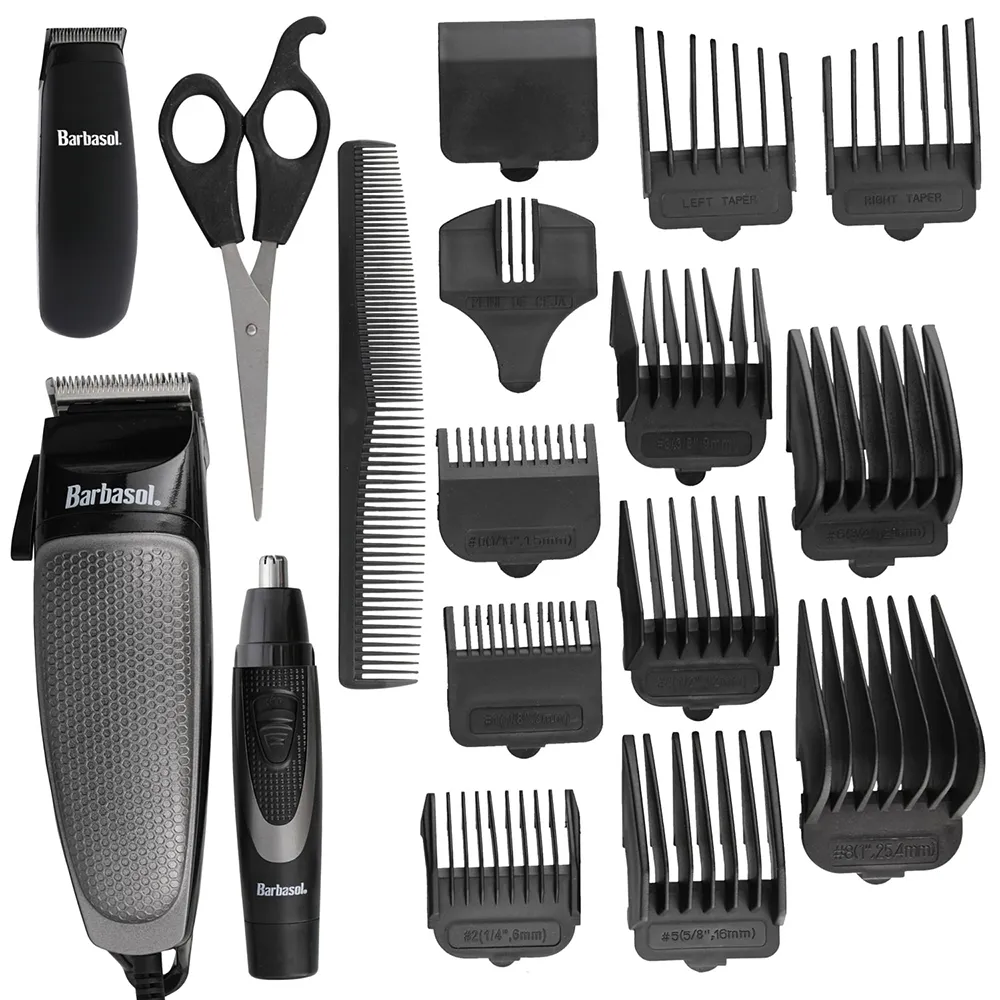 Barbasol Tamaño de viaje de viaje Profesional Kit de corte de cabello para hombres Conjunto de 30 piezas con clipper profesional