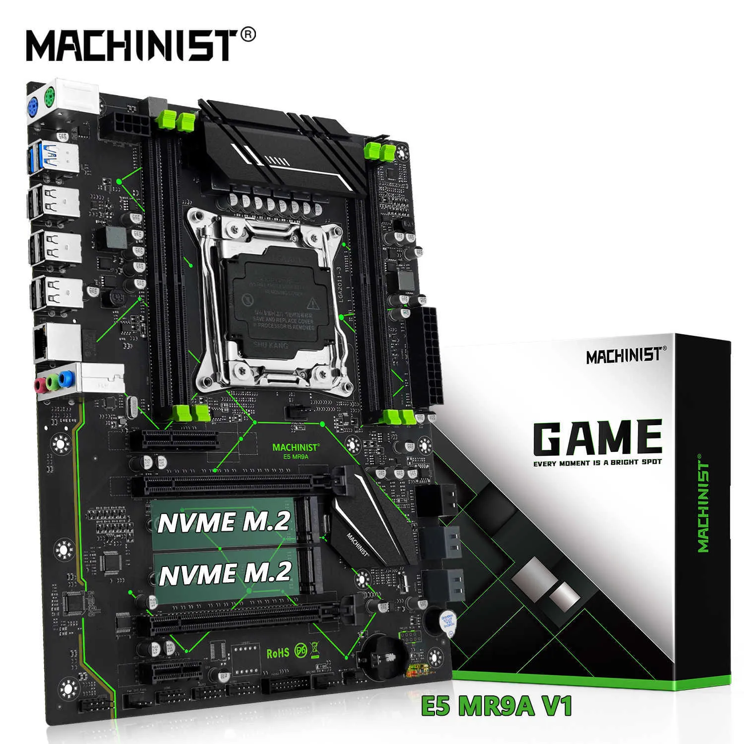 Machinist E5 MR9A V1 Prise en charge de la carte mère LGA 2011-3 Xeon E5 V3 V4 Processeur d'unité centrale DDR4 RAM Quatre canaux Mémoire ATX NVME M.2
