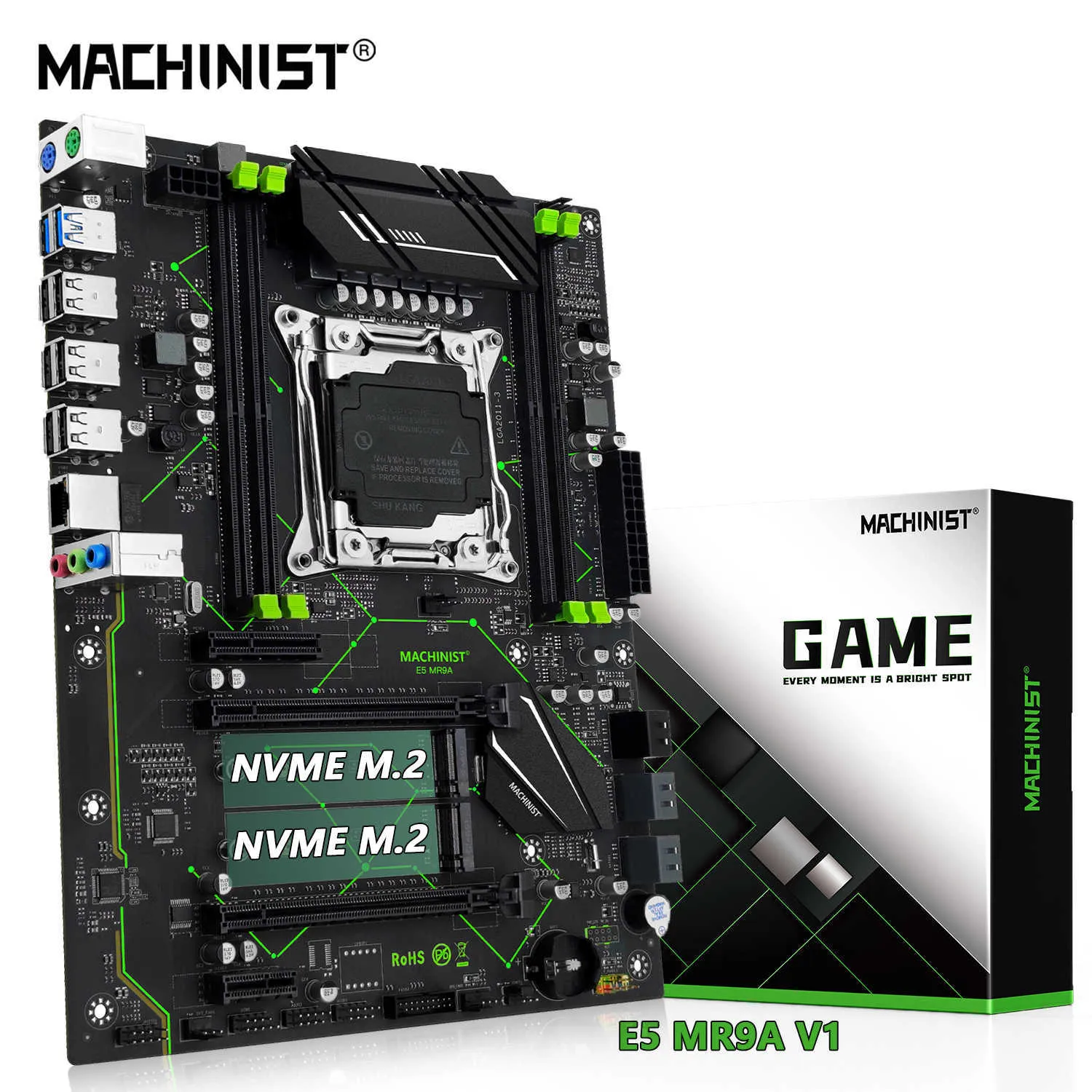 Machinist E5 MR9A V1 Motherboard Support LGA 2011-3 Xeon E5 V3 V4 CPU Processor DDR4 RAM Four channel Memory ATX NVME M.2