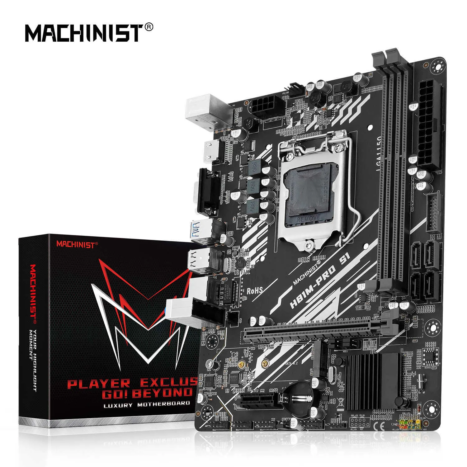 マシニストH81M Pro S1 H81 LGA 1150マザーボードNGFF M.2スロットサポートI3 I5 I7/Xeon E3 V3 CPUプロセッサDDR3デスクトップRAM
