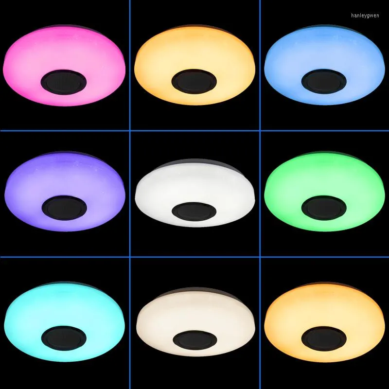 Потолочные светильники 60 Вт RGB Dimmable Music Lamp Управление AC180-265V для Home Bluetooth-динамика LightingFixture