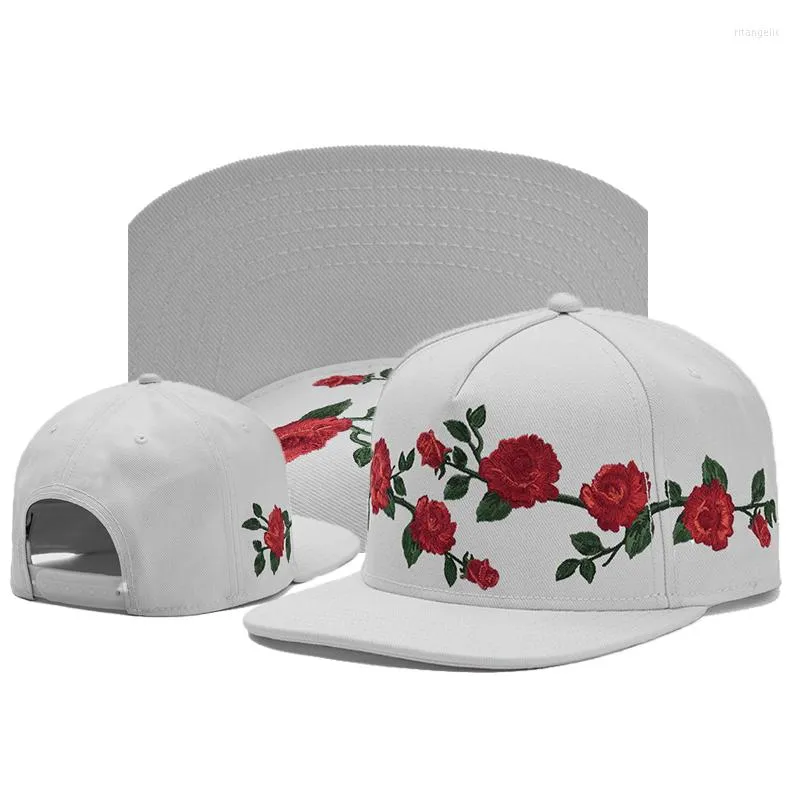 Caps de bola 2023 Marca de design preto Branco floral Flor Snapback Hat Cap para homens Mulheres esportes ao ar livre Hip Hop Summer Headwear