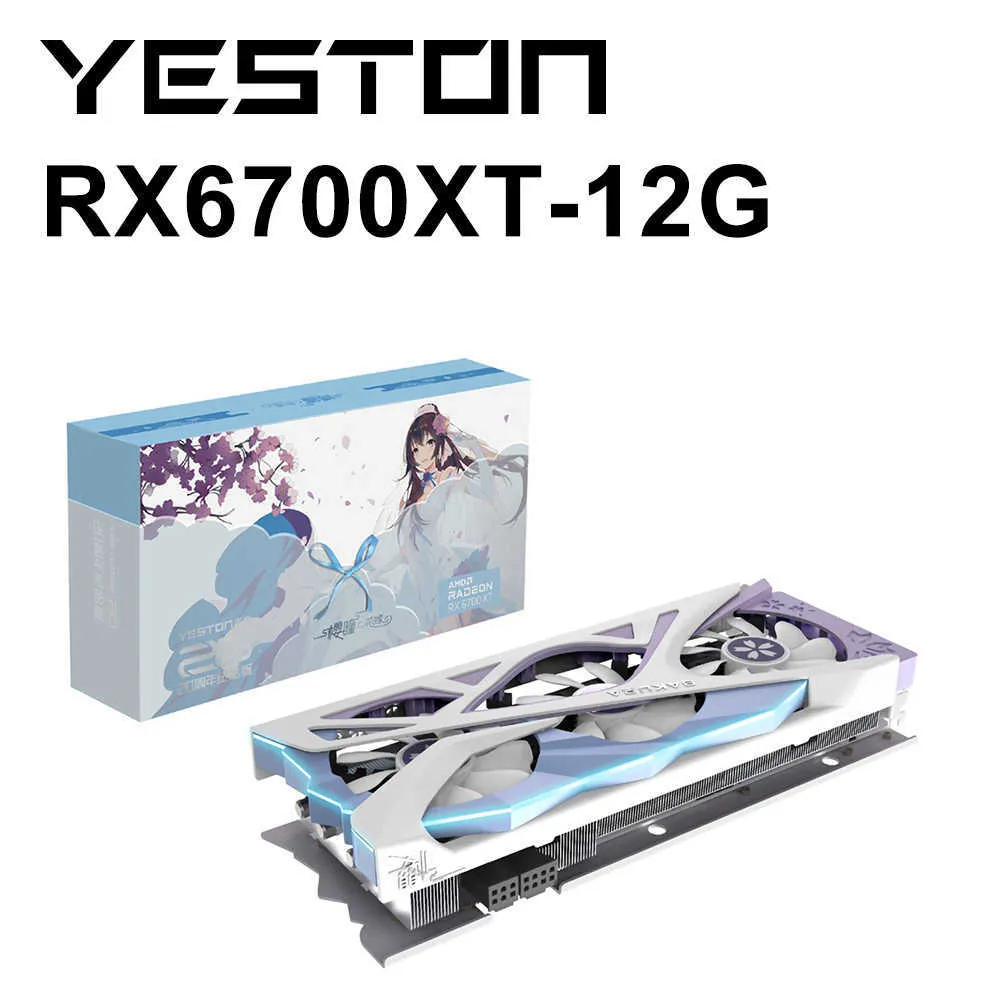 YESTON NEW RX6700XT 12GB 그래픽 카드 GDDR6 12G 192 비트 게임용 컴퓨터 RGB GPU 데스크탑 AMD 비디오 카드 3 Fan Placa de vdeo