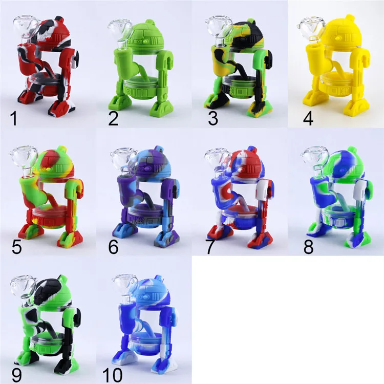 5,3 pouces Robot Silicone Bong Fumer Pipe DAB Paille de paille Coscusin pour les tuyaux d'eau en verre robot de cire