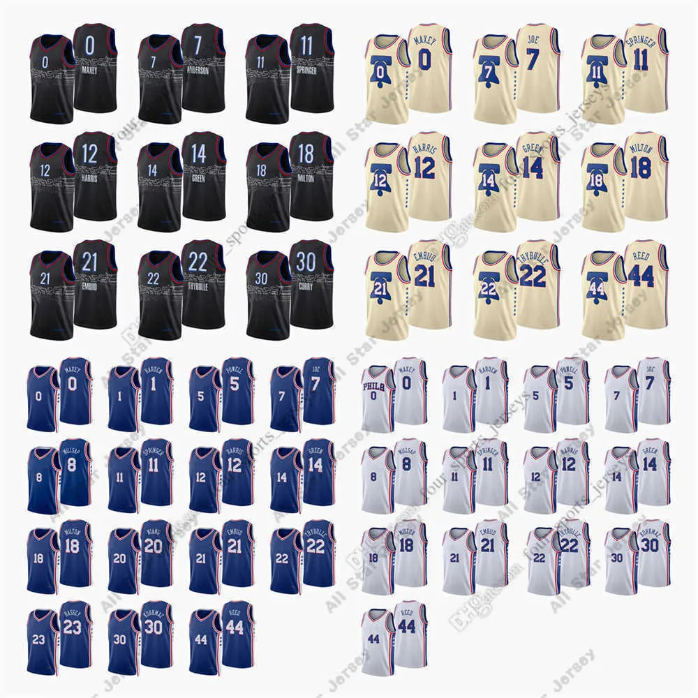 Basketball Jerseys Kaws Print 2022 New City Basketball Jerseys Harden Harris Embiid Green Korkmaz Niang Maxey Thybulle Springer Milton Reed Joe Bassey Brown