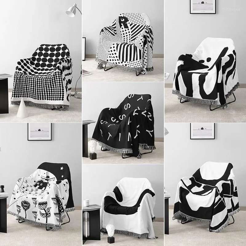 Sandalye kapaklar siyah beyaz seri kanepe havlu kapağı oturma odası kanepe koltuk atma battaniye