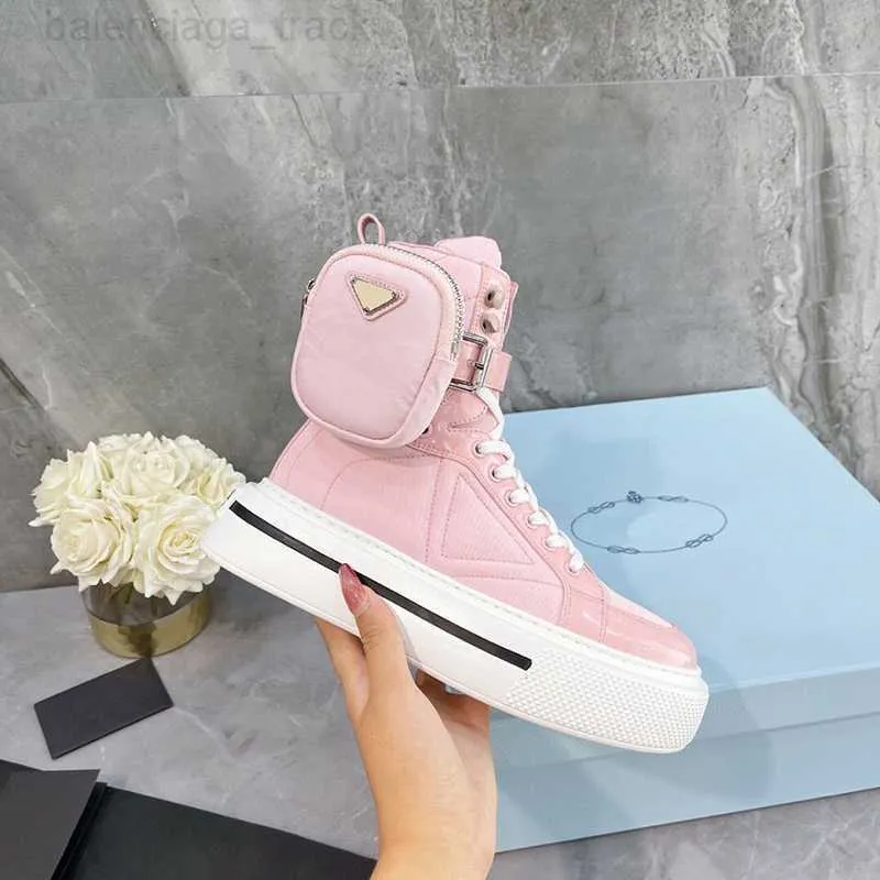 Designer Shoe Women Nylon Shoes Gabardine Canvas Sneakers Wheel Lady Trainers Loafers Platform Solid H￶jd Sko med l￥da H￶g 5A Kvalitet AKWK
