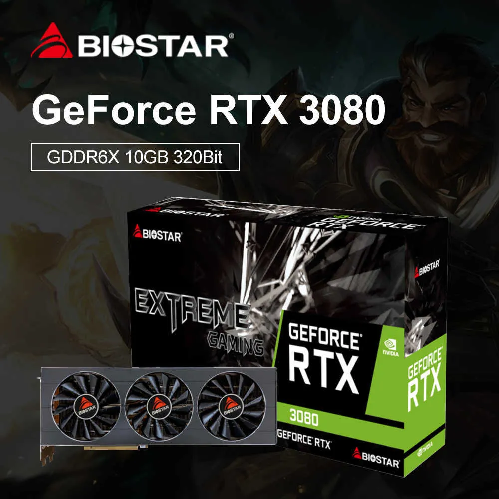 BIOSTAR YENİ RTX 3080 Grafik Kartı LHR GDDR6X 10GB NVIDIA GPU 320bit 8nm Video Kartı Plasa DE Grafik Kartı Oyun Aksesuarları