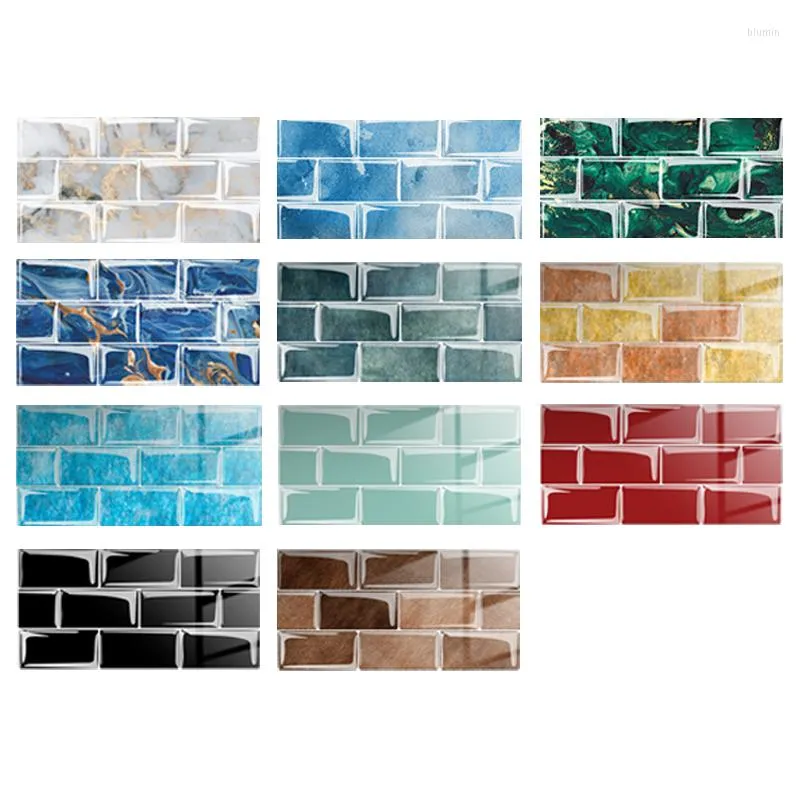 Duvar çıkartmaları 16pcs/paket 15x30cm tuğlalar kendi kendine yapışkan pvc diy banyo mutfak karo çıkartması 11 stil ev dekor çıkartma