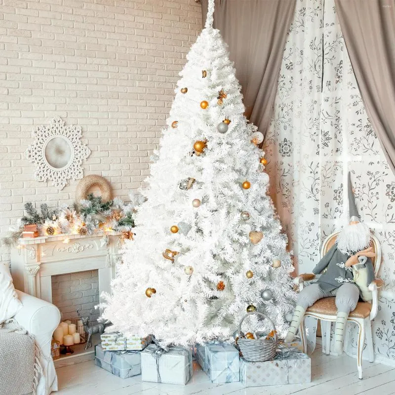 Décorations de Noël Arbre blanc 2,36 mètres artificiel avec 350 lumières LED pré-installées 1250 PVC Tip Année Décoration