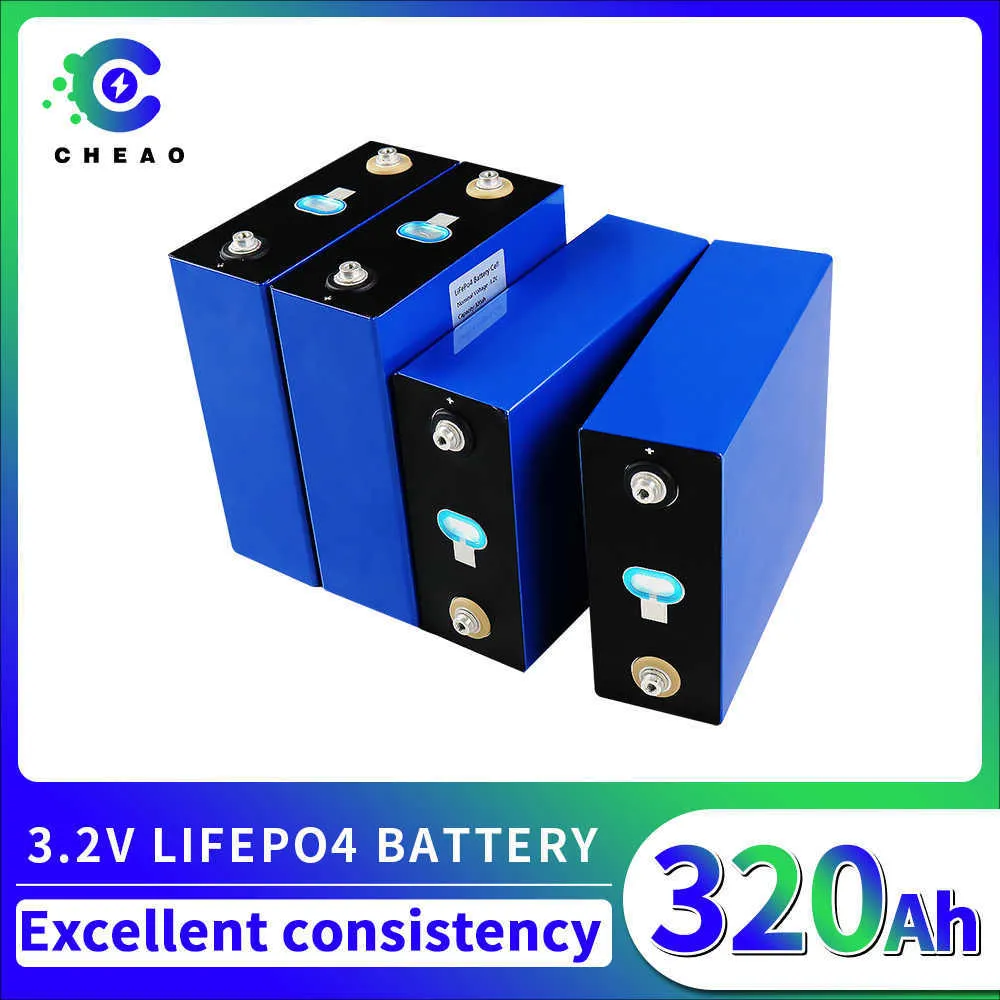 3.2V LIFEPO4 320AH Batteri stor kapacitet laddningsbara batterisprismatiska LFP -celler för RV -solvind säkerhetskopieringssystem golfvagn