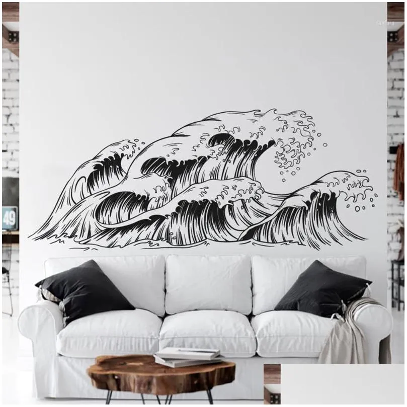 Muurstickers grote oceaangolven zee sticker kantoor speelkamer speelkamer tropisch strand zomer verkennen avontuur sticker slaapkamer home decor drop de dhfvs