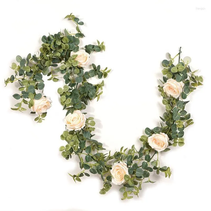 장식용 꽃 모란 인공 유칼립투스 포도 나무 갈랜드 장미 결혼 장식 벽 라탄 홈 장식 플랜 타스 인공물