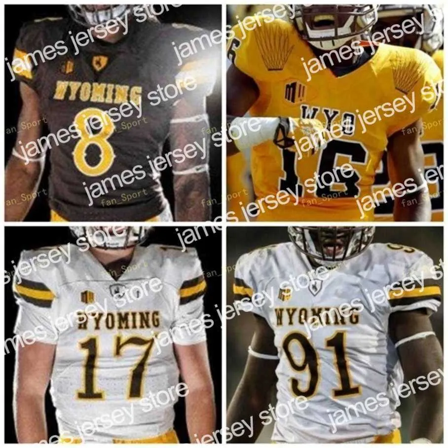 American College Football Wear Thr NCAA College Jerseys Wyoming Cowboys 25 Austin Conway 17 Josh Allen 22 Nico Evans 85 Tyree Mayfield 7 Trey Smith Custom Football