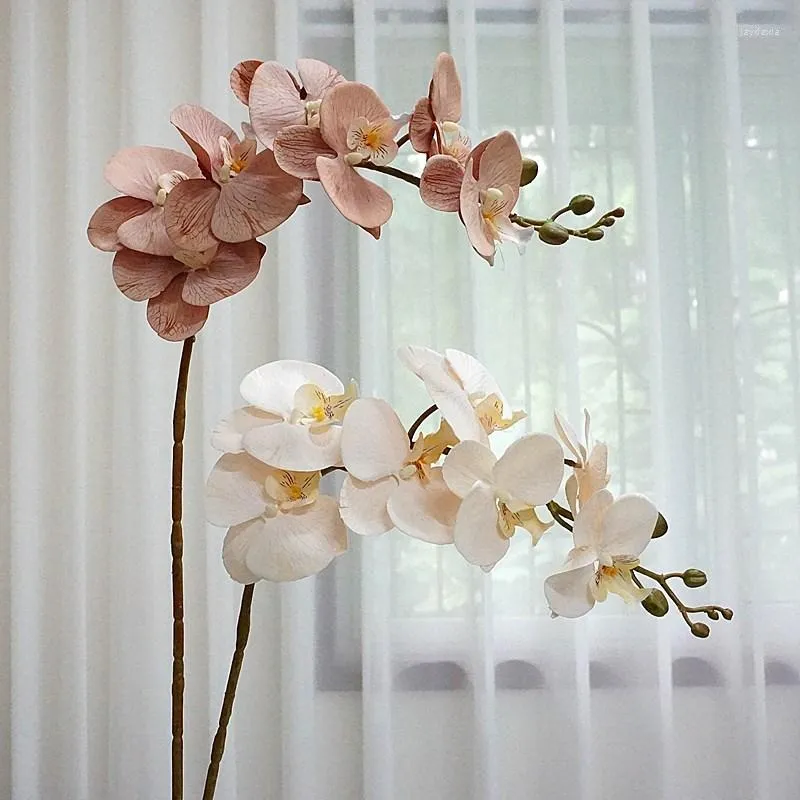 장식용 꽃 큰 빈티지 난초 지점 인공 가을 장식 웨딩 웨딩 데코 마리지 플로레스 인공물 흰색 가정 장식