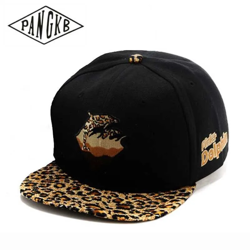 Snapbacks Pangkb бренд Dolphin Cap Blue Leopard Cartoon Coney Hip Hop Snapback защита шляпы взрослые повседневные солнечные бейсболка 0105