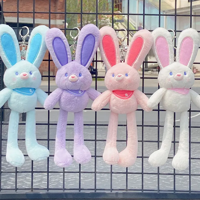 Snowball Rabbit Keyringdoll Pull Ears Rabbit Keychain Rings 25cm Plush Bunny... From Xy_luckystar ...