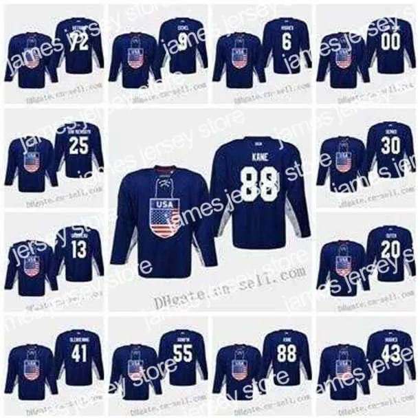 College Hockey Wears Thr USA 2019 IIHF World Championship Jersey 86 Christian Wolanin 72 Frank Vatrano 30 Thatcher Demko 12 Alex DeBrincat 1 Cayden Primeau 1