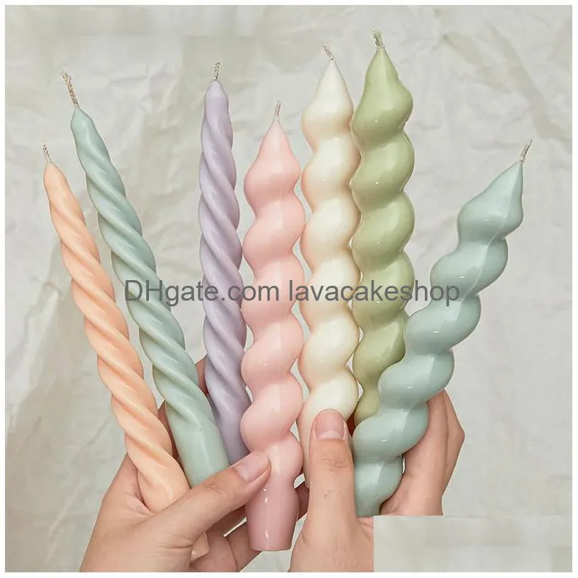 Candles 2Pcs Twisted Pillar Home Decorative Aromatherapy Long Spiral Curly Candle Wholesale Supplies Halloween Taper Drop Delivery Ga Dhxe9