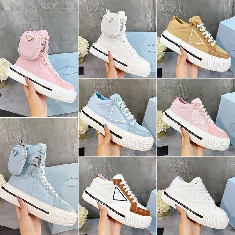 Designer Shoe Women Nylon Shoes Gabardine Canvas Sneakers Wheel Lady Trainers Loafers Platform Solid Höjd Sko med låda Hög 5A Kvalitet 7Z6C