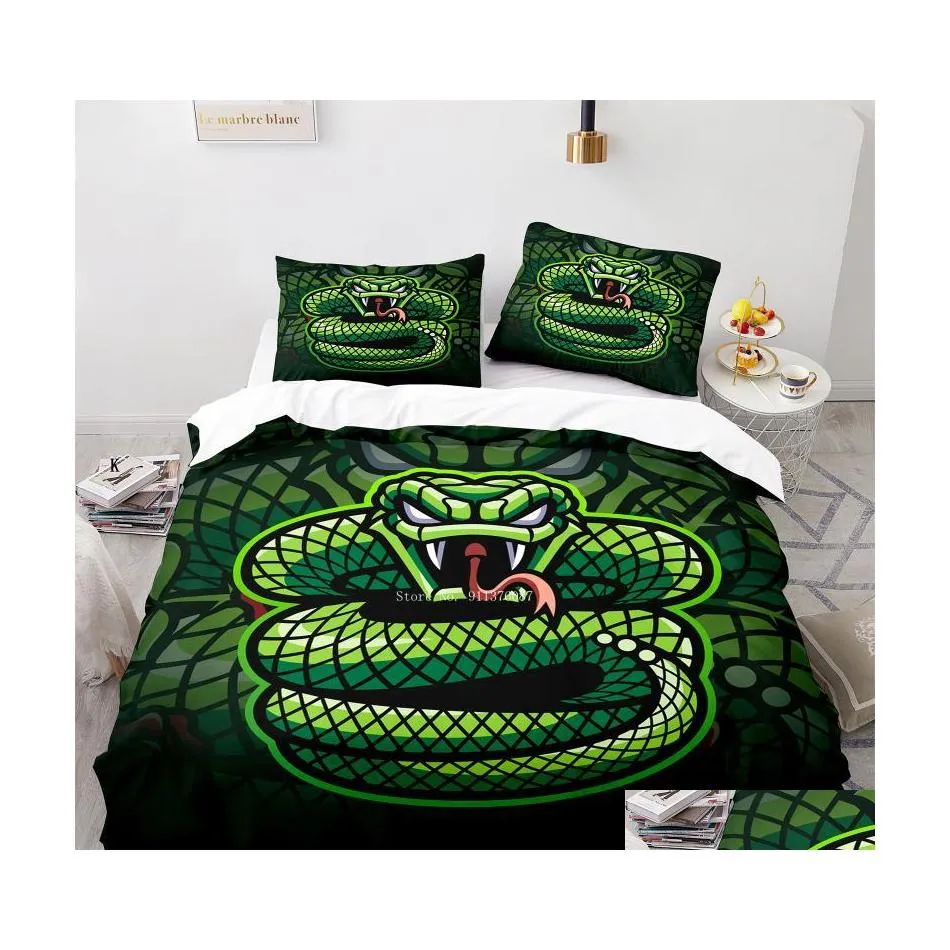 Bedding Sets Animal Pattern Snake Set For Kids Adt Bed Ers Single Double King Queen Size Duvet Er 2/3Pcs Bedclothes Drop Delivery Ho Dhbsl