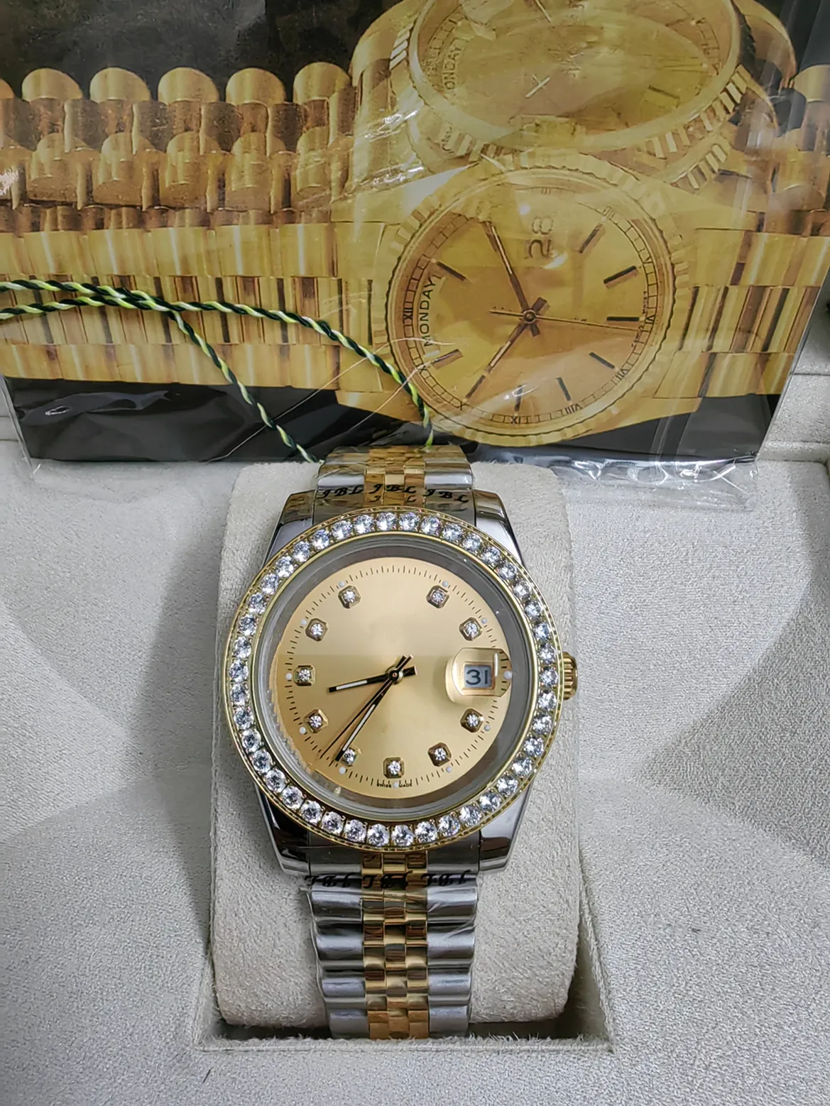 Z oryginalnym pudełkiem Mens Watch Factory Day-Date 228235 228238 228239 41mm 126334 126333 Prezydent Sapphire Glass Watches Mechanical Automatyczne zegarki dla mężczyzn